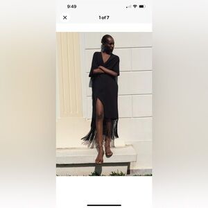 Zara linen blend rustic fringet dress S